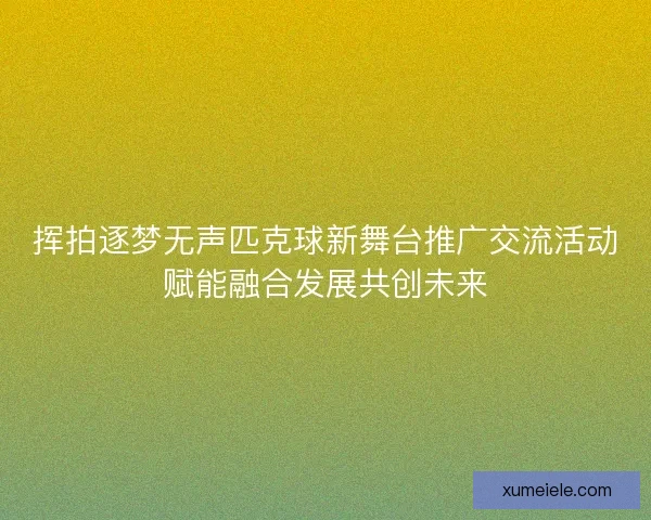 挥拍逐梦无声匹克球新舞台推广交流活动赋能融合发展共创未来